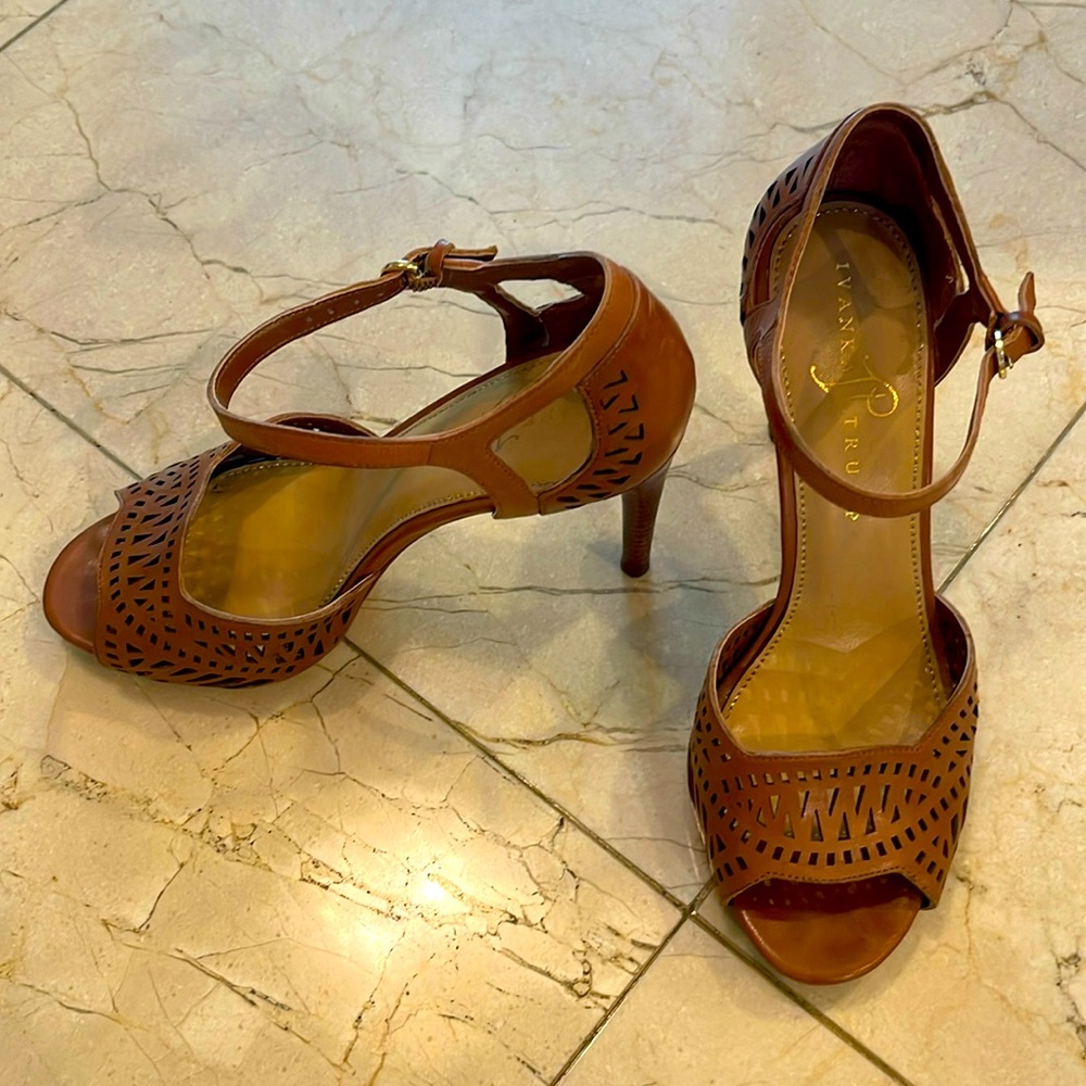 Ivanka Trump 4 inch leather ankle strap heels